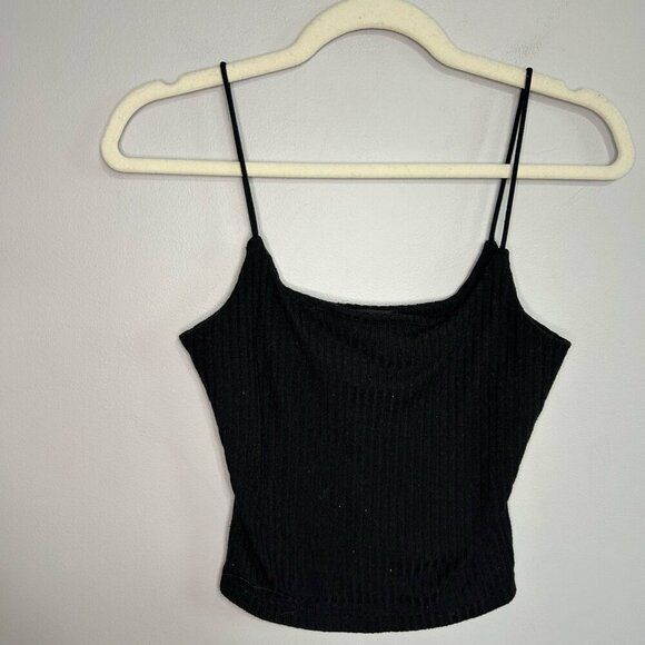 SHEIN Tops - SHEIN Women’s Black Ribbed Cropped Spaghetti Strap Tank Top Women’s Size Small